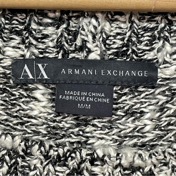 ARMANI EXCHANGE Sweater Women’s Size Medium Black White Short Sleeve Knit - Picture 4 of 7